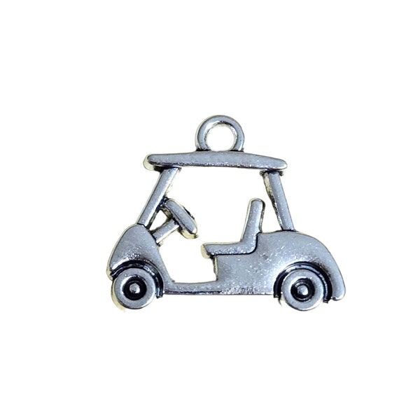 Golf Cart Charm Golf Cart Pendant CAR Charms Car Pendant Charm Vehicle Charm Vehicle Pendant Silver Charm Jewelry charm Appx 19.6mm x 16.7mm