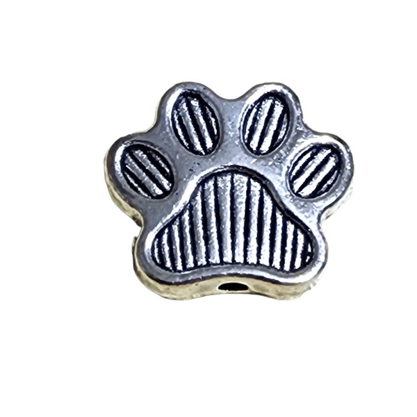 Paw Print Beads Spacer Beads Dog Paw Print Charm Beads Double Sided Charm Beads Pet Cat Bear Dog Paws Charm Beads Appx 12mm x 14mm