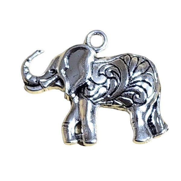 Detailed Large ELEPHANT Charms Silver Elephant Pendant Safari Charms Lucky Charms Animal Charms Circus Charm 21.6mm x 26mm