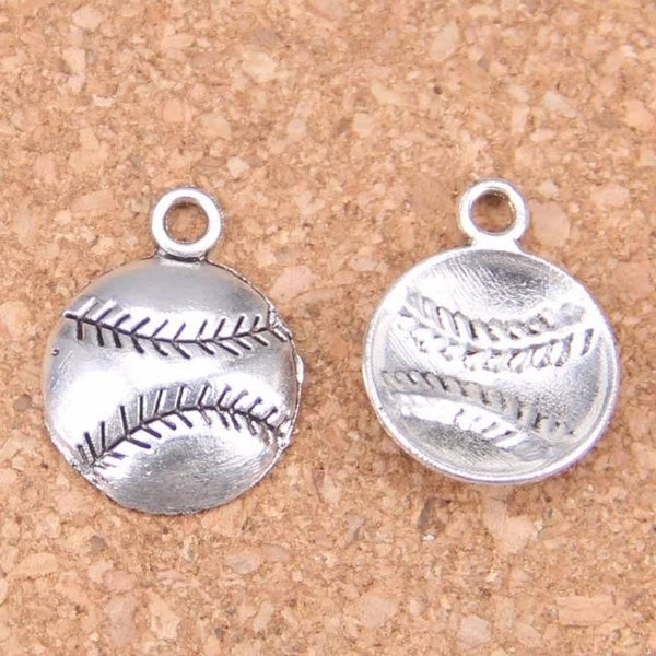 Baseball Charms Baseball Sport Charms Ball Charm DIY Jewelry Making Silver Charms Sports Charms Jewelry charm Findings 15mm x 15mm Lot of 3
