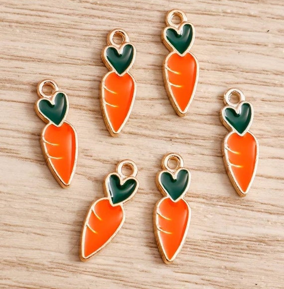 Lot of 4 Rose Gold Carrot Charms Vegetable Charms Easter Charm