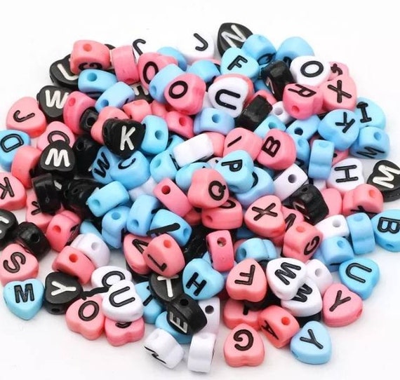 Beads 4 X 7MM Alphabet Beads Letter Beads Spacer Heart Beads Etsy