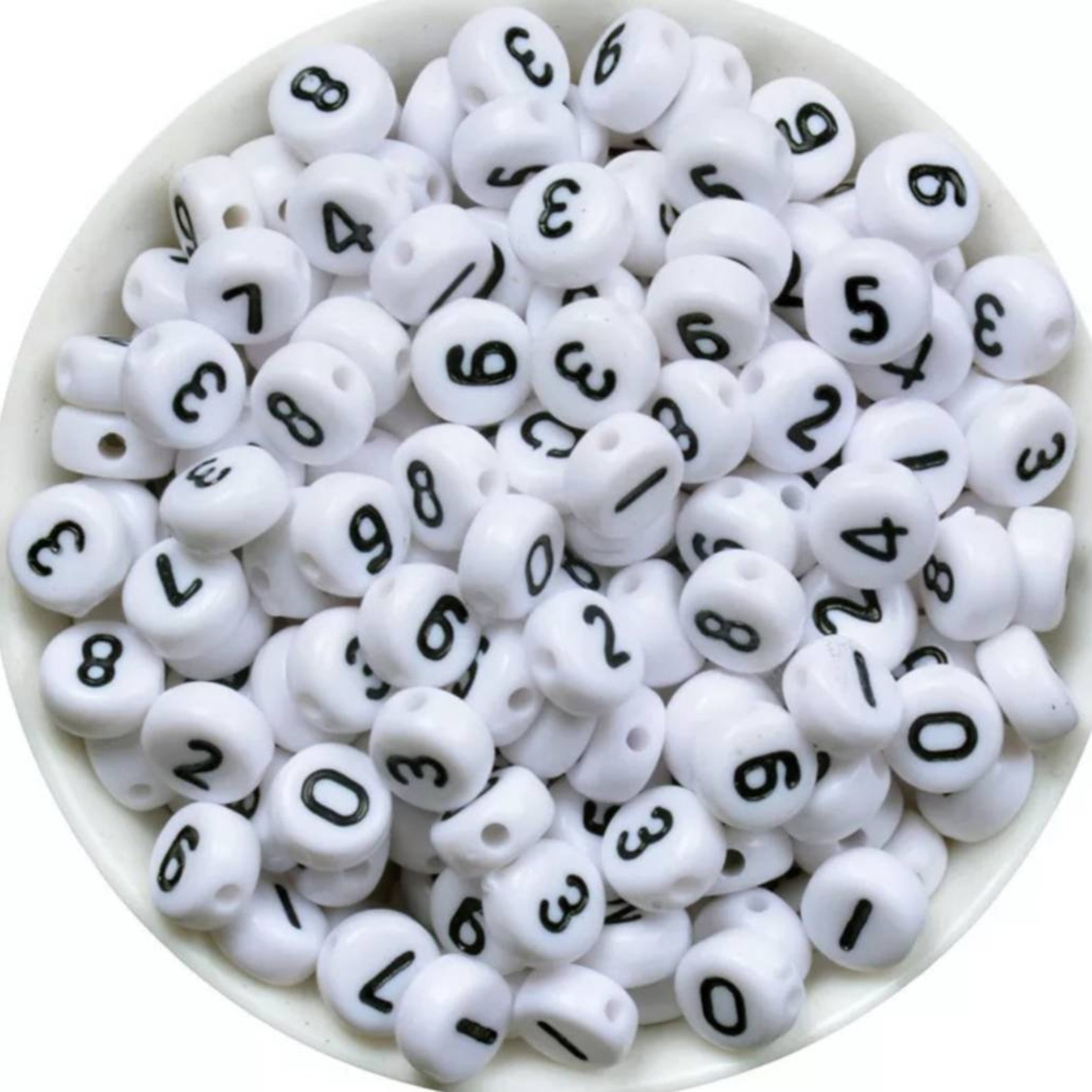 Beads 7MM X 4MM Number Beads Numbers 09 Beads Round Beads Etsy