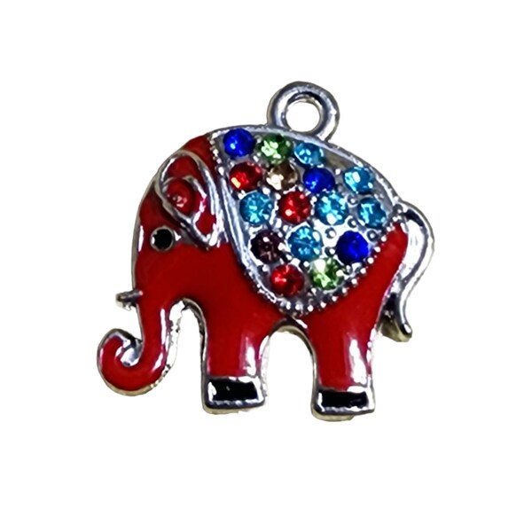 Beautiful Rhinestone ELEPHANT with Rhinestones Charm Colorful Elephant Pendant Safari Charms Animal Charms Circus Charm Appx 18mm x 15mm