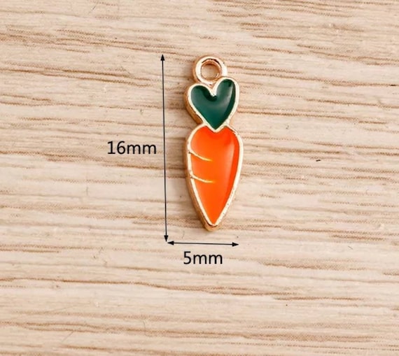 Lot of 4 Rose Gold Carrot Charms Vegetable Charms Easter Charm Food Charms Necklace Bracelet Earrings DIY Jewelry Making 16mm x 5mm