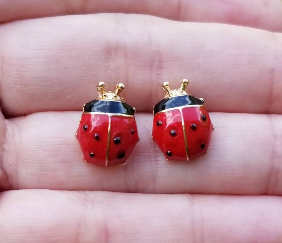 LADYBUG EARRINGS Lady Bug Earrings Insect Earrings Statement Etsy