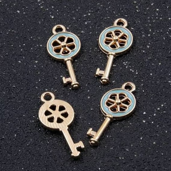 GRAY/Green Key Pendant Real Estate Charms Key Charms Business Charms Rose Gold Charms for Necklace Bracelet Earrings DIY Jewelry 11mm x 25mm