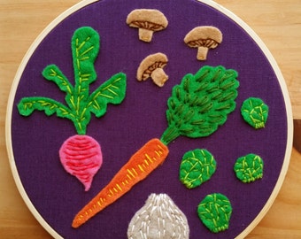 Cute Vegetable Embroidery Felt Art