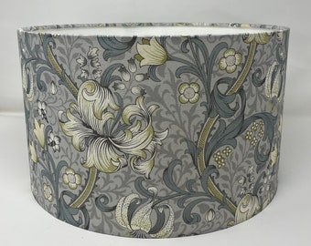 William Morris Golden Lily drum lampshade slate/dove