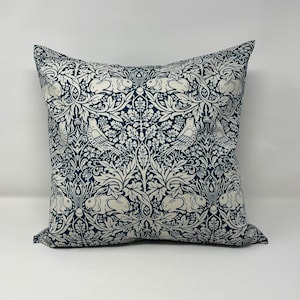 Brer Rabbit cushion in a William Morris design Blue image 1