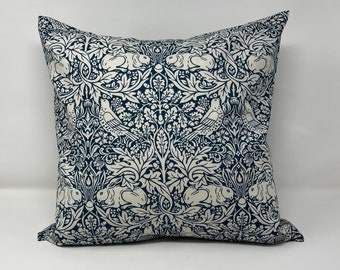 Brer Rabbit cushion in a William Morris design (Blue)