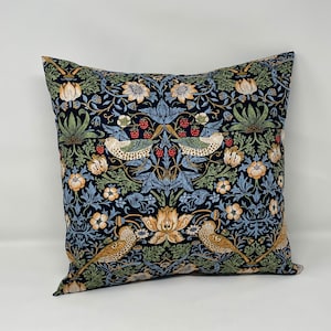 Strawberry Thief cushion in a William Morris design (indigo)