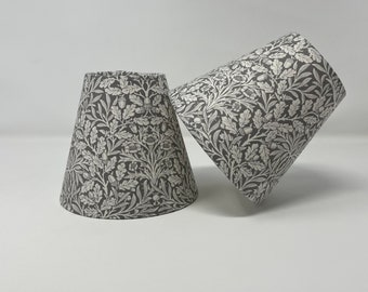 Acorn candle clip shades in a William Morris design (grey)