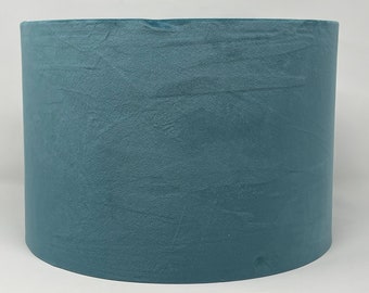 Teal velvet handmade drum lampshade