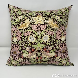 Strawberry Thief cushion in a William Morris design (Chocolate)