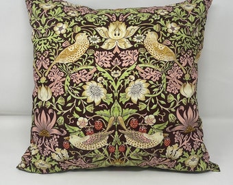 Strawberry Thief cushion in a William Morris design (Chocolate)