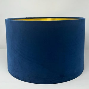 Navy velvet handmade drum lampshade
