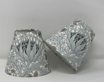 Artichoke candle clip shades in a William Morris design