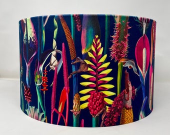 Borneo in Midnight velvet drum lampshade