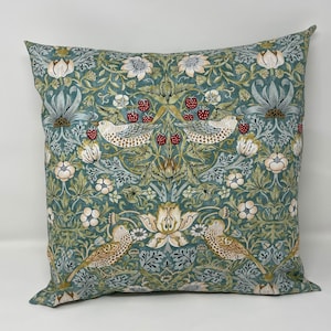 Strawberry Thief cushion in a William Morris design (Aqua)