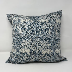Brer Rabbit cushion in a William Morris design Blue image 4