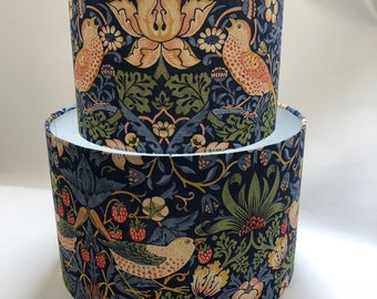 William Morris Strawberry Thief Drum Lampshade (Indigo)