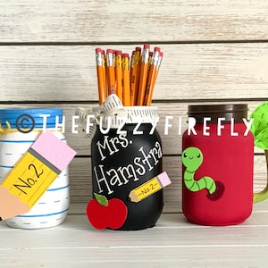 Personalized Teacher Jar,Teacher Pencil Holder Gift,Back to School Teacher Gift,Teacher Appreciation Gift,Teacher Party Decor,New Teacher