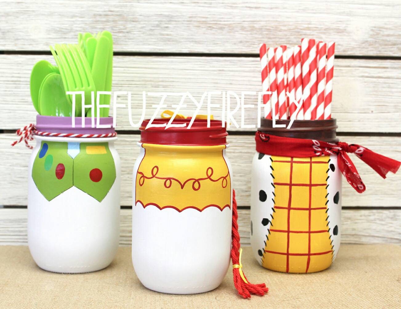 SET of Handpainted Toy Story Inspired Mason Jar Etsy
