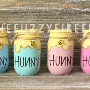 Hand-Painted Honey Pot Mason Jar: Bumble Bee Baby Shower Centerpiece