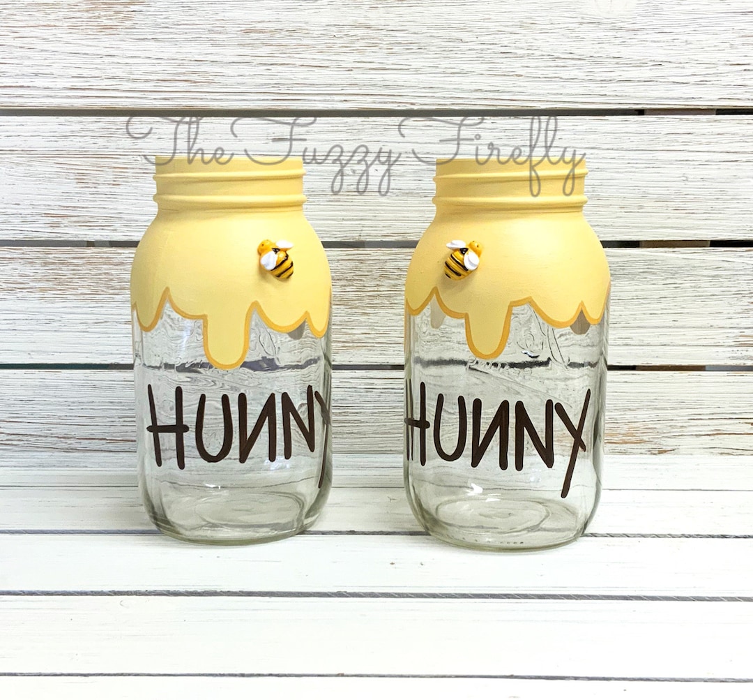 1 Clear Winnie the Pooh Honey Pot Jar QUART Centerpiece,hunny Pot Decor,bumble Bee Baby Shower