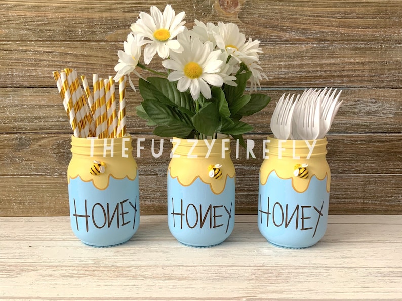 Winnie the Pooh Honey Pot Mason Jar QUART Centerpiecehunny Etsy