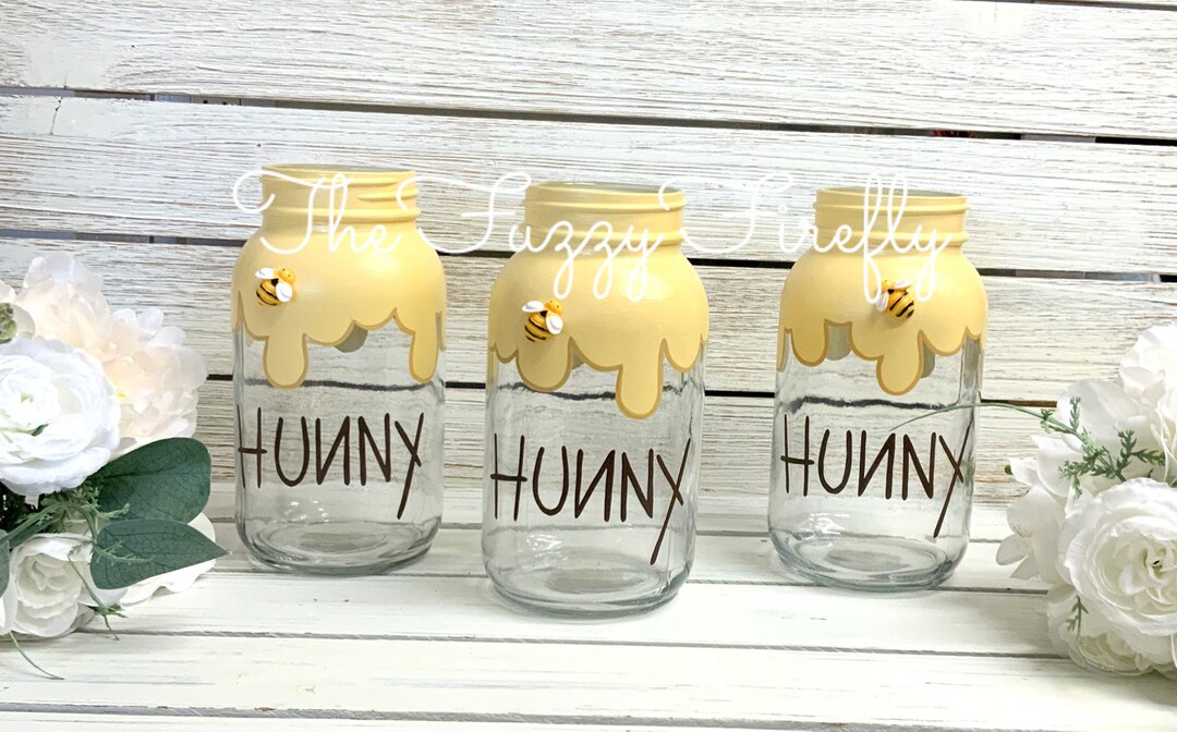 Hunny Pot Clear Mason Jar Quart SET of 3,gender Reveal Hunny Pot Jar
