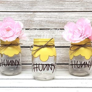 Hand Painted Hunny Pot PINT Mason Jar: Winnie the Pooh Decor
