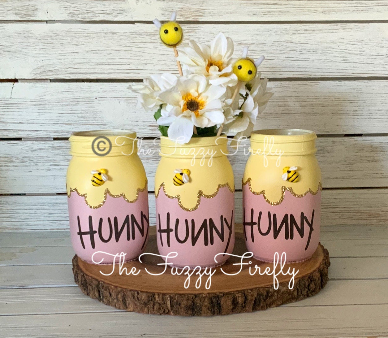 1 Honey Pot PINT Mason Jar Centerpiece,hunny Pot Deco Hunny Pot Baby  Shower,bumble Bee Baby Shower,mommy to Bee Baby Shower,pooh Bear 