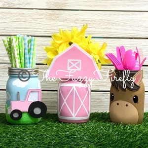 Set of Barn Farm Animal tractor Mason jar centerpiece,Barn animal Decor,Farm animal nursery,Barn Party,Farm Animal Centerpiece