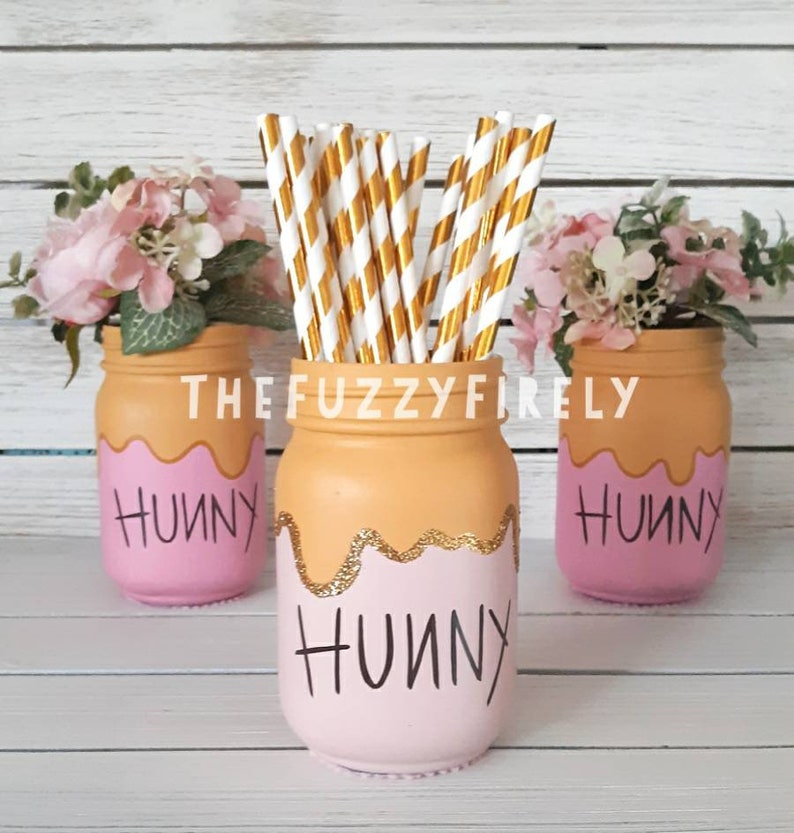 Custom Honey Pot mason jar centerpiecesHunny pot decorPink Etsy
