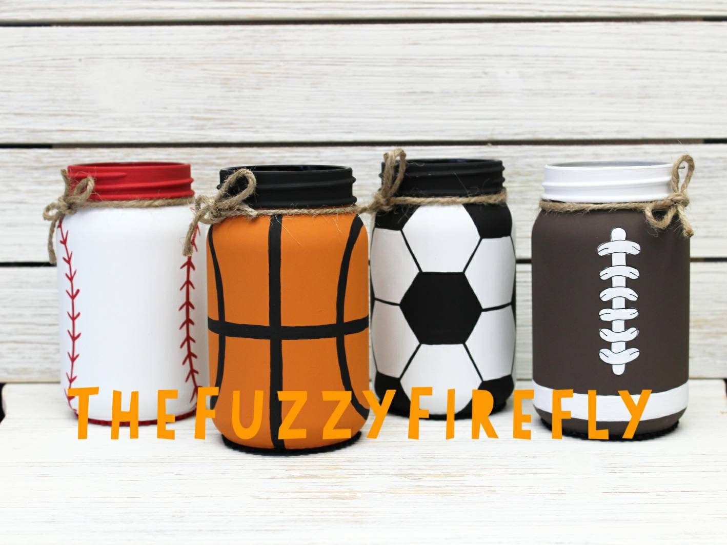 Sports Themed Centerpiece Pint Jarfootball Party Decormason Etsy 日本