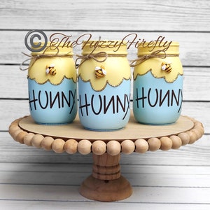 Hunny Pot Jars: Winnie the Pooh Baby Shower Centerpiece, Set of 3