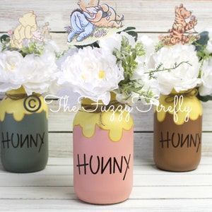 Winnie the Pooh Honey Pot Mason Jar Centerpiece: Bumble Bee Baby Shower Decor
