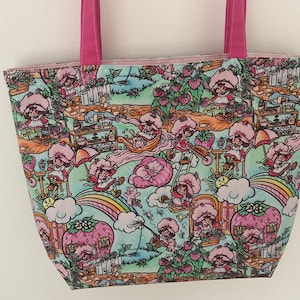 Torba typu tote „Strawberry Shortcake”: ręcznie robiona bawełniana torba na zakupy