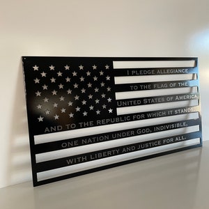 Pledge of Allegiance metal flag American Flag