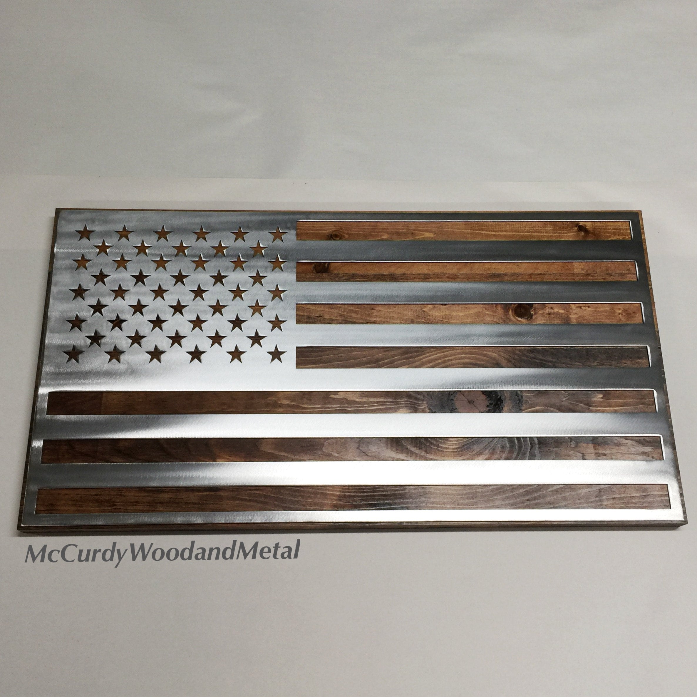 3 Foot Metal American Flag Mounted on Wood Etsy