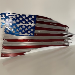 3 ft. Large Metal Tattered American Flag Distressed USA Flag Patriotic Wall Art