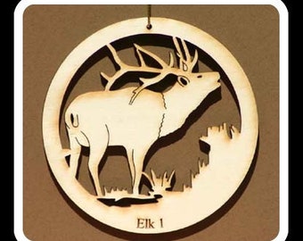 Wooden Elk Ornament, Elk Christmas Ornaments, Elk Gifts,Wildlife Ornament,Elk Hunting; Personalized FREE