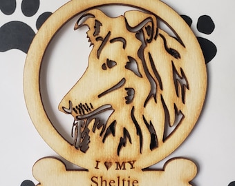 I love my Sheltie/Shetland Sheepdog Tzu Dog Breed Ornament-As Seen or Personalized FREE