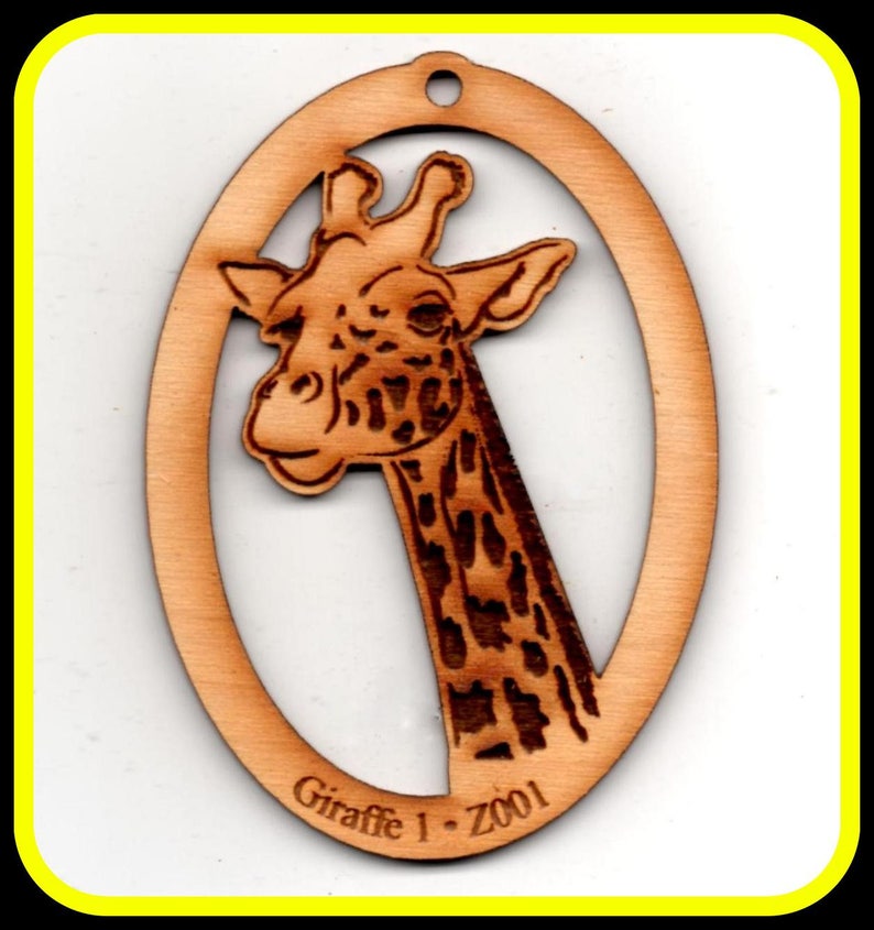 Giraffe Ornament Wood Personalized FREE image 1