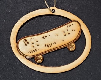 Skateboard Ornament- WOOD- Skateboarder Gift - Skateboarder Gifts~ Personalized FREE