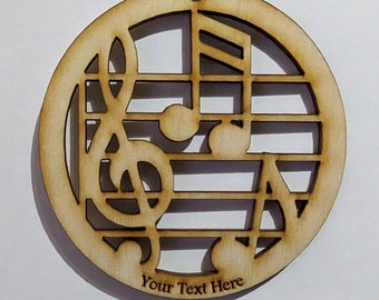 Music Notes Ornament~ Wood~ Blank or Personalized for FREE~ USA made