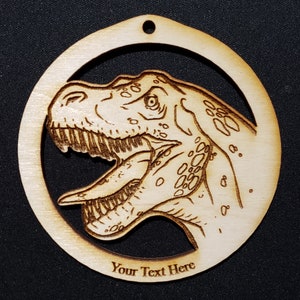 T-Rex Head Ornament- Wood- Perfect Gift Topper-Personalized FREE