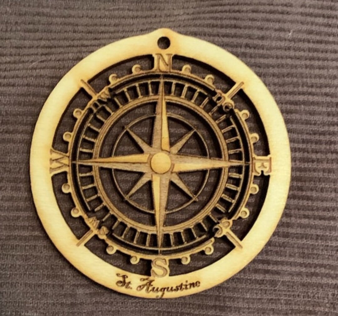 Silver Compass Ornament with English Text and 'Simon Says' Game Design